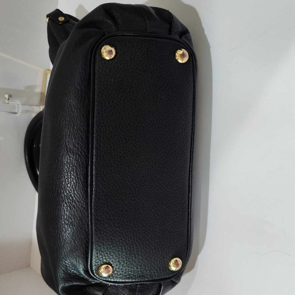 Black Michael Kors Leather Tote Bag with Gold Accents And Wallet - Picture 10 of 17